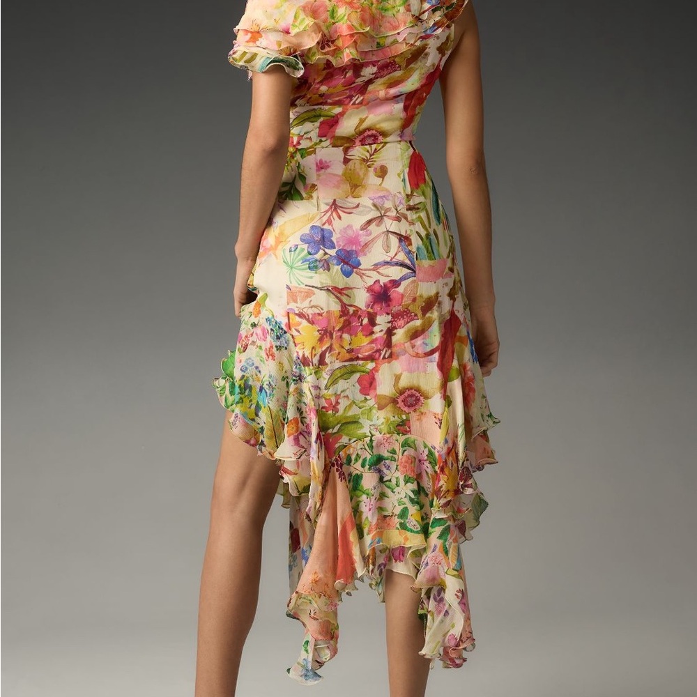 Mandira Wirk Off- The Shoulder Floral Asymmetrical Dress
